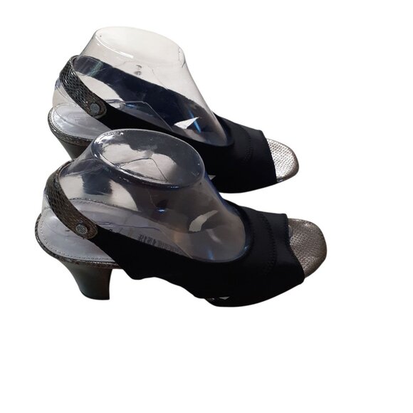 Dana Buchman Slingback Sandals Womens Size 6.5 Medium Black Open Toe High Heels - Picture 1 of 5
